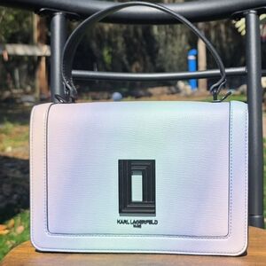 Karl Lagerfeld Iridescent  Top-Handle Satchel with Black Handle